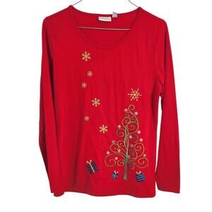 Kim Rogers Long Sleeve Holiday Christmas Top Womens Size Small S